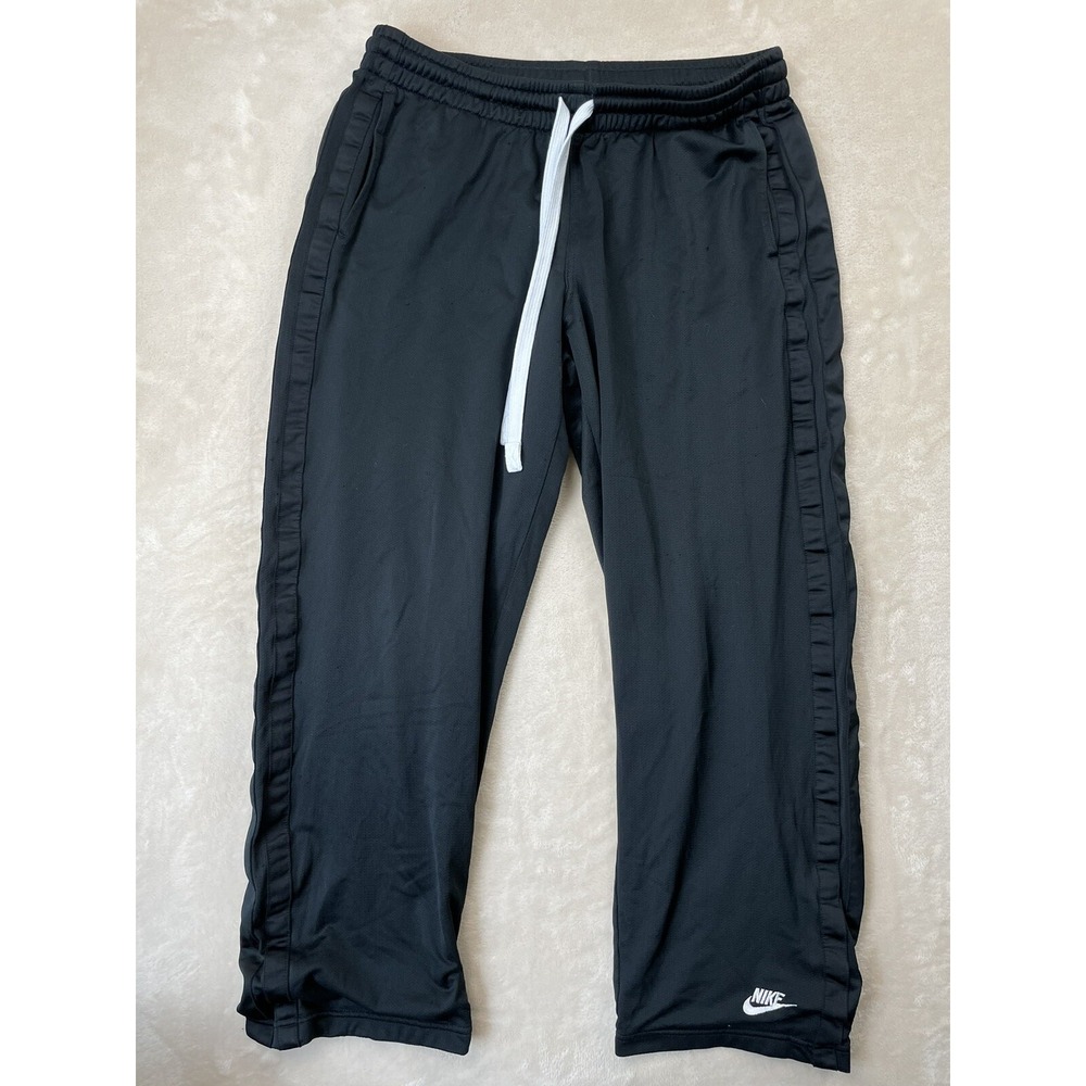 Nike Track Pants Mens XL Black Straight Leg‎ Y2K Drawstring Athletic VTG